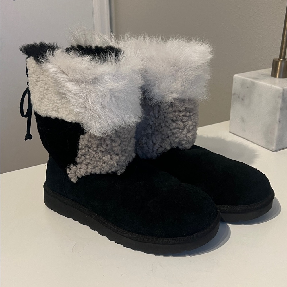 Ugg Patchwork Fluff Classic Short Bootie In Black… - image 2